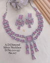 2170 AD Party Wear Designer Diamond Silver Necklace Set Wholesale Online

